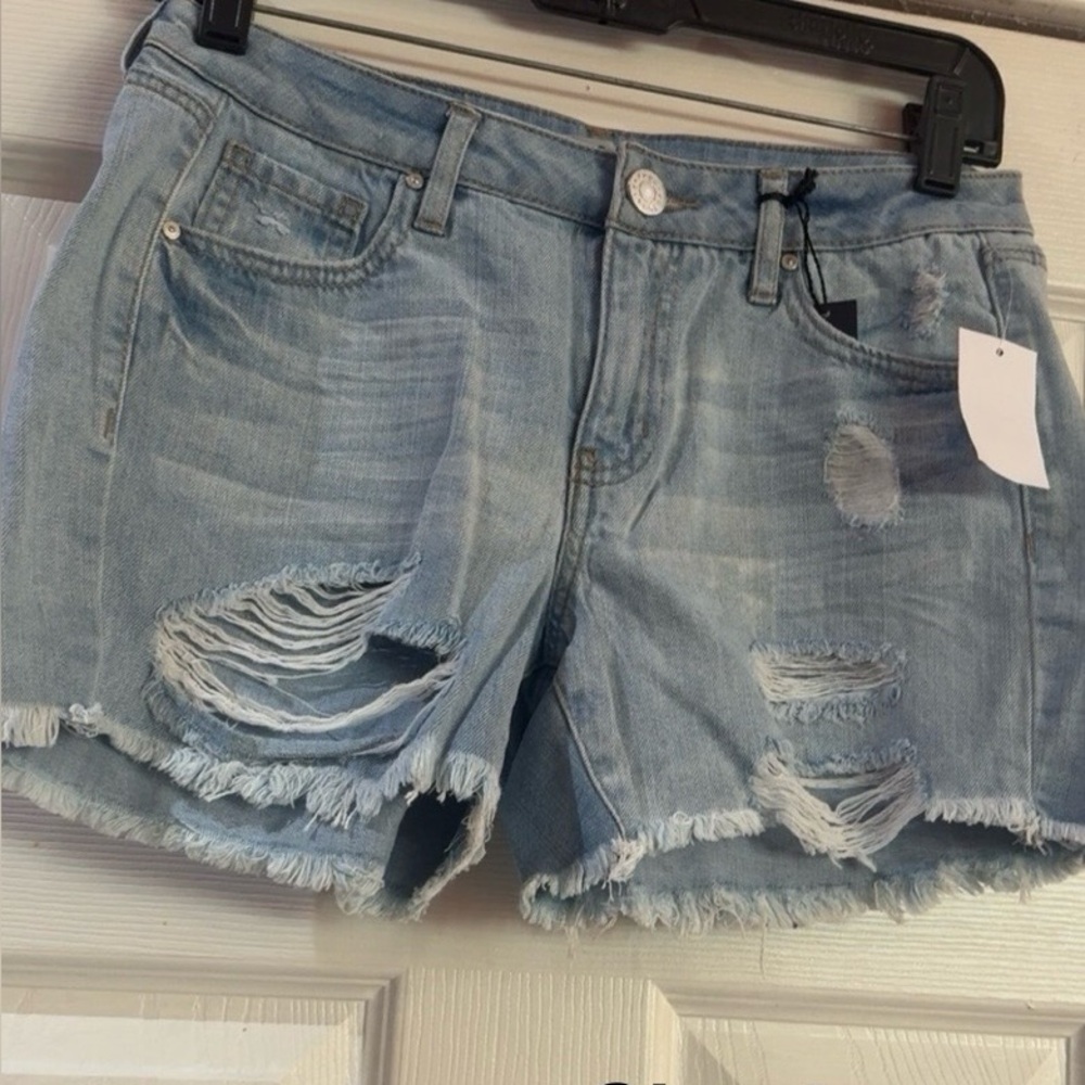Charlotte Russe Light Blue Distressed Jean Shorts